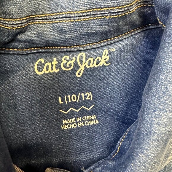 CAT & JACK GIRLS DENIM JACKET COAT SIZE LARGE 10/12 - Picture 5 of 8